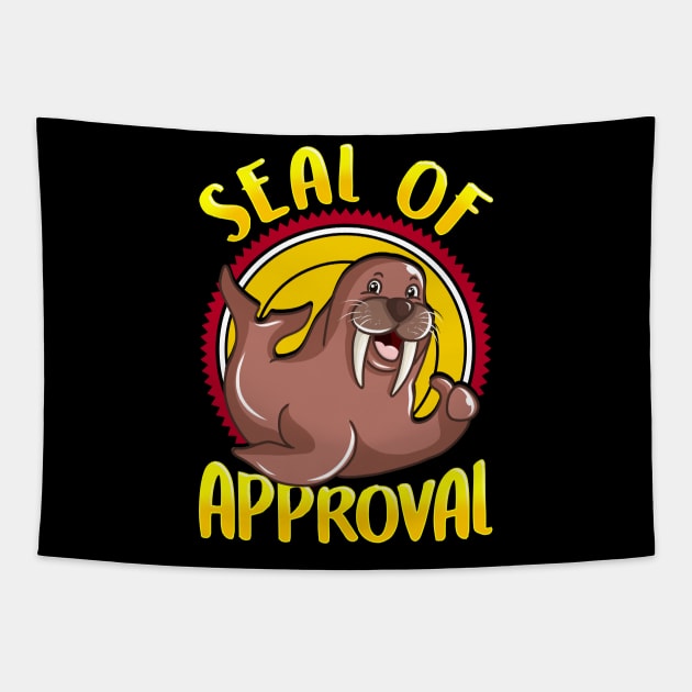 Funny Seal Of Approval Cute Seal Pun Tapestry by theperfectpresents