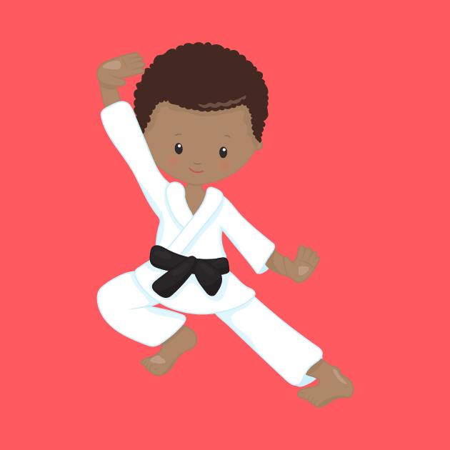 African American Boy, Karate Boy, Kata, Black Belt by Jelena Dunčević