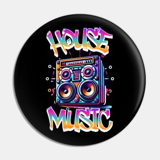 HOUSE MUSIC  - Graffiti Speaker (white/pink/gold) Pin