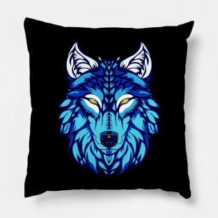 blue wolf Pillow