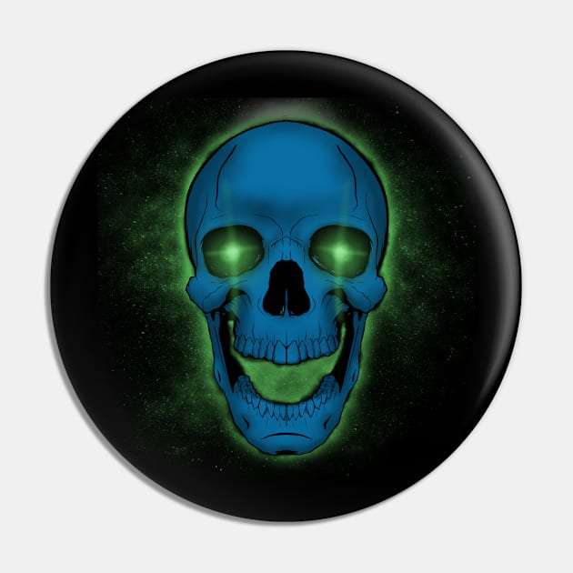 Skull Glows Green Pin by Joebarondesign