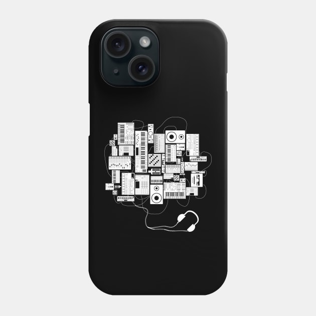 Electronic Music Producer With Synthesizer and Drum Machine Phone Case by Mewzeek_T