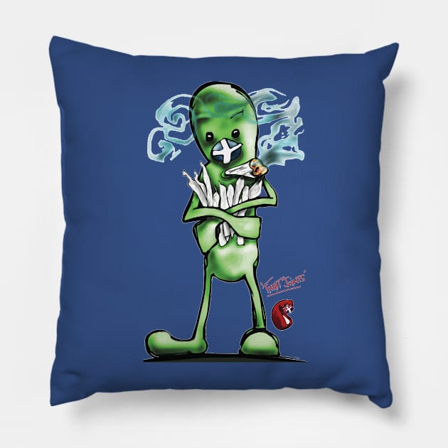 Green Bud in 'Tight Joints' Pillow by ronnielighto