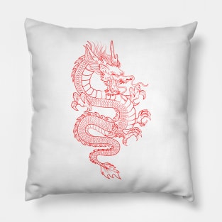 Red Asian Dragon Pillow