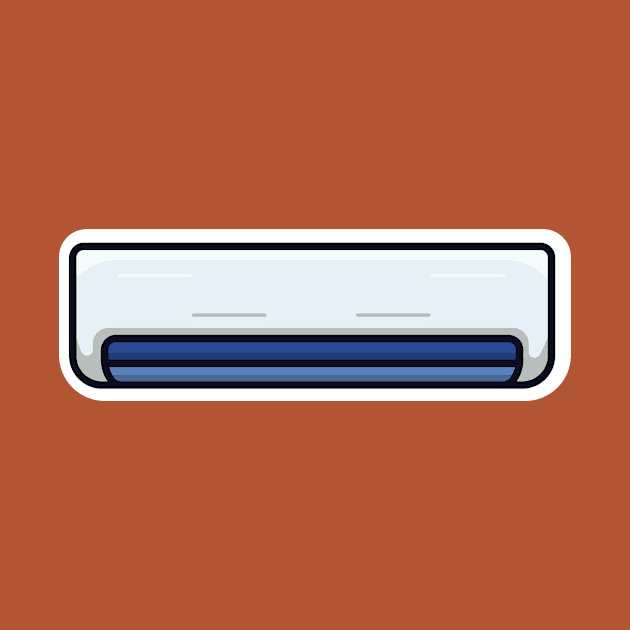 Air Conditioner Handing On Wall Sticker vector illustration. Technology object icon concept. Blue air condition electrical system device sticker design. Interior electric equipment icon logo. by AlviStudio