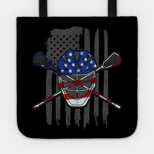 American Flag US Lacrosse Player Gift Lacrosse Goalie Tees Tote