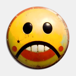 Retro Metal Smiley Frown Face Pin