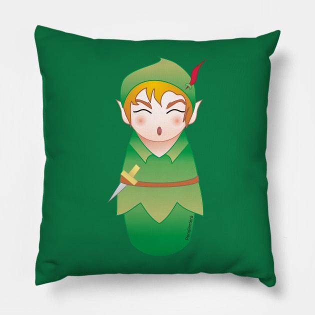 Kokeshi Peter Pan Pillow by Pendientera