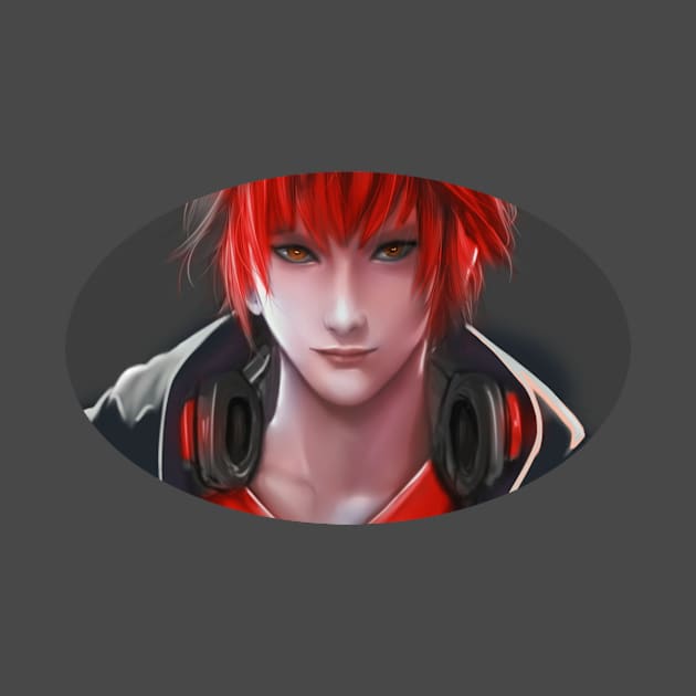 Red Hair 707 mystic messenger by anjarfelice