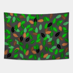 Green, black and brown leaves pattern Tapestry