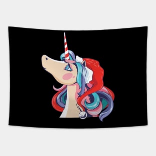 Romantic Santa Unicorn Tapestry