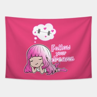 Cute Fitness girl quote Tapestry