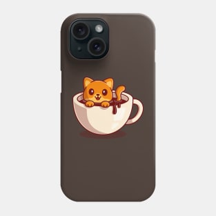 Cute Cat Swimming in Coffee Cartoon Phone Case