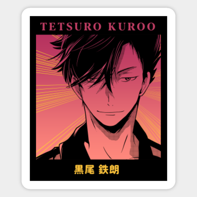 Tetsuro Kuroo Black And White Haikyuu Kuroo Tetsuro Black Kuroo Tetsuro Sticker Teepublic haikyuu kuroo tetsuro black by trippyanime