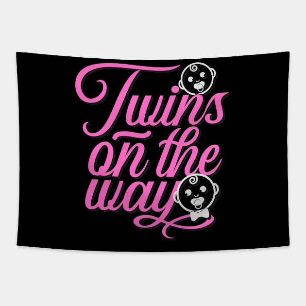 Baby Twins Pregnancy Announcement Quotes Gift Tapestry by Foxxy Merch