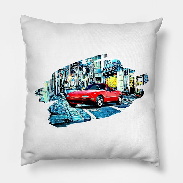 MX5 Tokyo Night Print Pillow by Auto-Prints