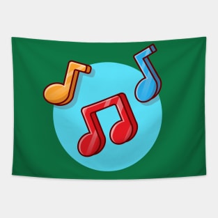 Colorful Music Note Cartoon Vector Icon Illustration Tapestry