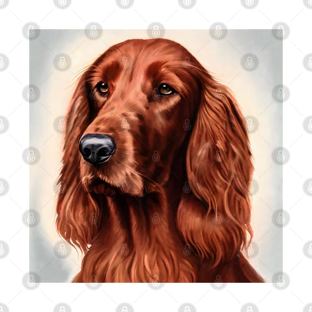 Red Irish Setter Watercolor Portrait by designs4days