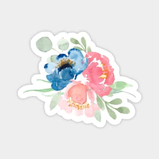 Florals watercolor blush pink and dusty blue Magnet