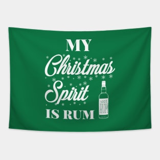 My Christmas spirit is rum, Funny Christmas pun, Alcohol holiday humour Tapestry