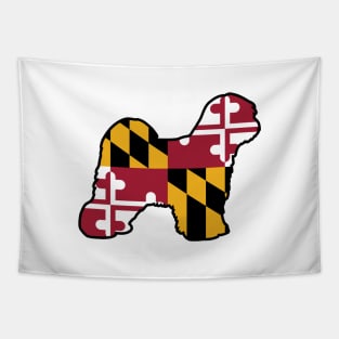 Tibetan Terrier Silhouette with Maryland Flag Tapestry