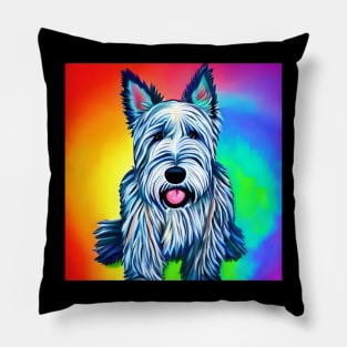 Scottish Terrier Dog Rainbow Painting Pillow