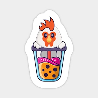 Cute chicken Drinking Boba milk tea. Magnet