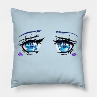 Blue Star Sapphire  Eyes Illustration Pillow