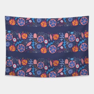 Blue Fruit Slice Stripes Tapestry