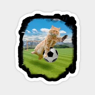 Maine Coon Cat Playing Soccer Football Magnet