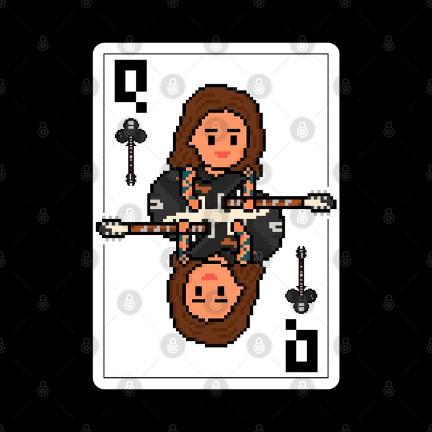 Pixelrockstars Queen of Clubs Playing Card by gkillerb