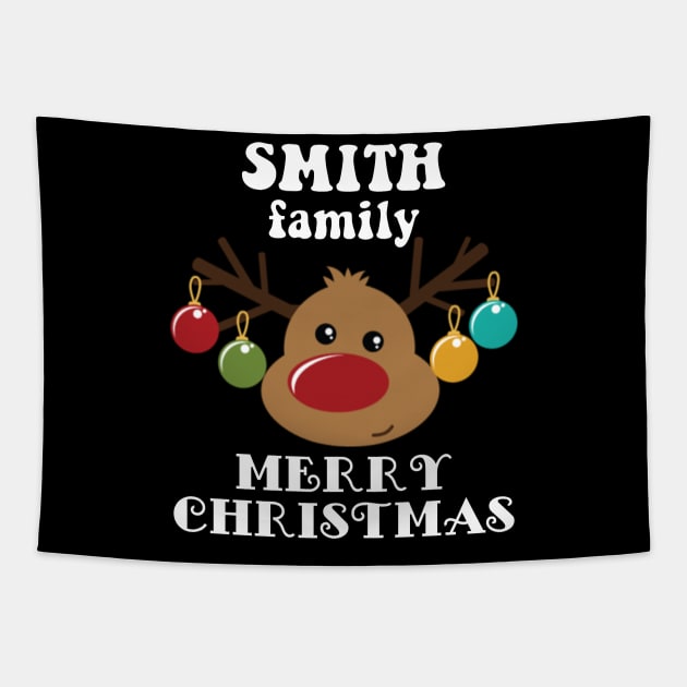 Family Christmas - Merry Christmas SMITH family, Family Christmas Reindeer T-shirt, Pjama T-shirt Tapestry by DigillusionStudio