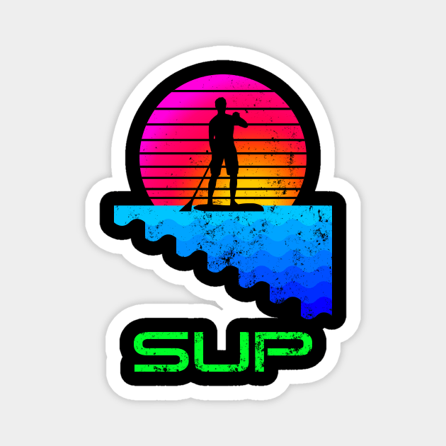 Retro Stand Up Paddle Boarding SUP Magnet by dmorit