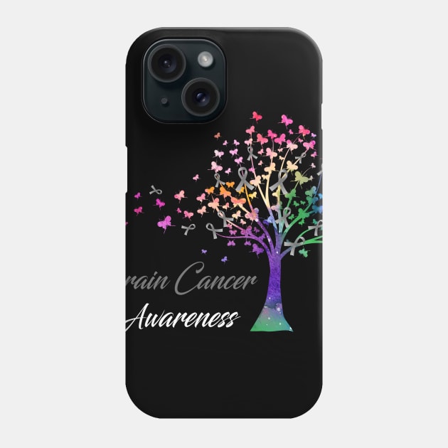 Tree Ribbons Brain Cancer Awareness Support Brain Cancer Warrior Gifts Phone Case by ThePassion99