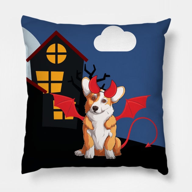 Cute Halloween Corgi Pillow by epiclovedesigns