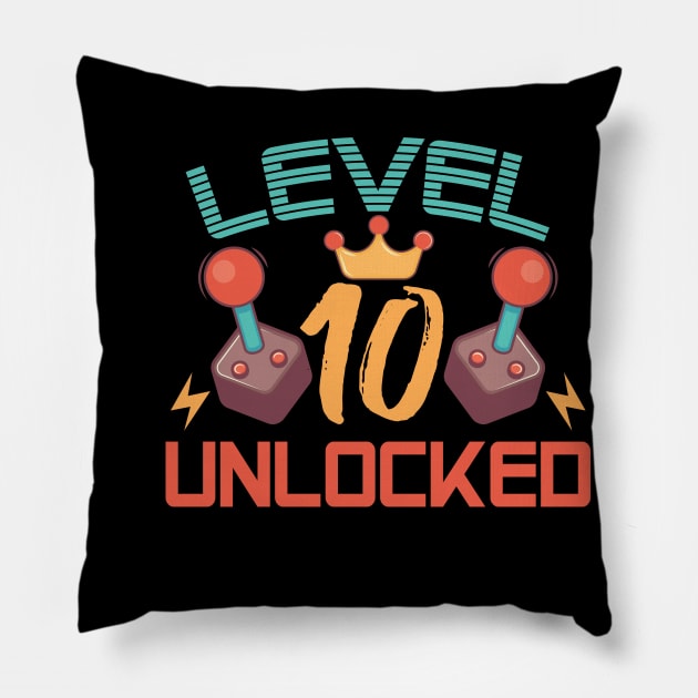 Level 10 Unlocked Gamers Birthday Gift Level 10 Gaming Gift Pillow by mommyshirts