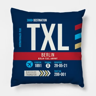 Berlin (TXL) Airport Code Baggage Tag Pillow