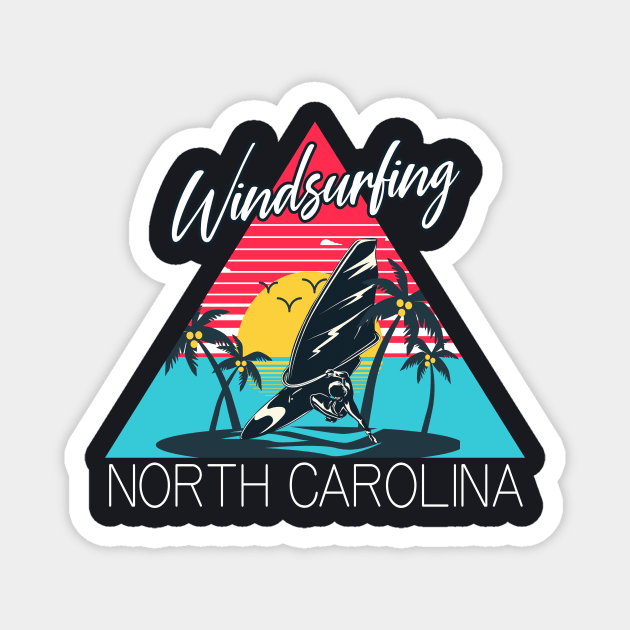 Windsurfing North Carolina Summer Beach Magnet by Foxxy Merch