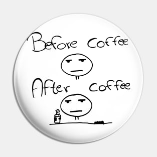 Befor and After - Morgenmuffel Coffee Funshirt Pin