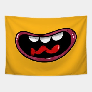 Smile funny face mask cartoon with bulk teeth Tapestry