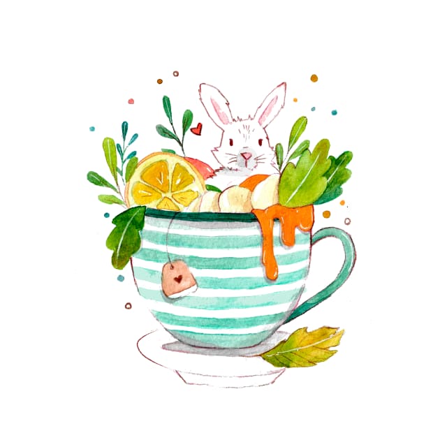 Bunny watercolor in a cup by The F* cake