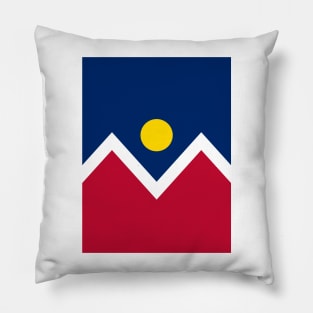 Denver City Flag, Colorado, Blue, Red, White, Yellow Pillow