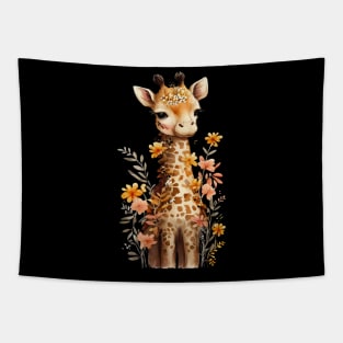 Giraffe's Garden Adventure Tapestry