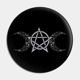 Pentacle and Moon in Grey Pin