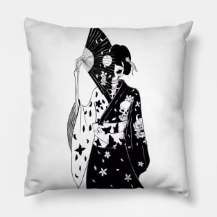 Skeleton Geisha Pillow