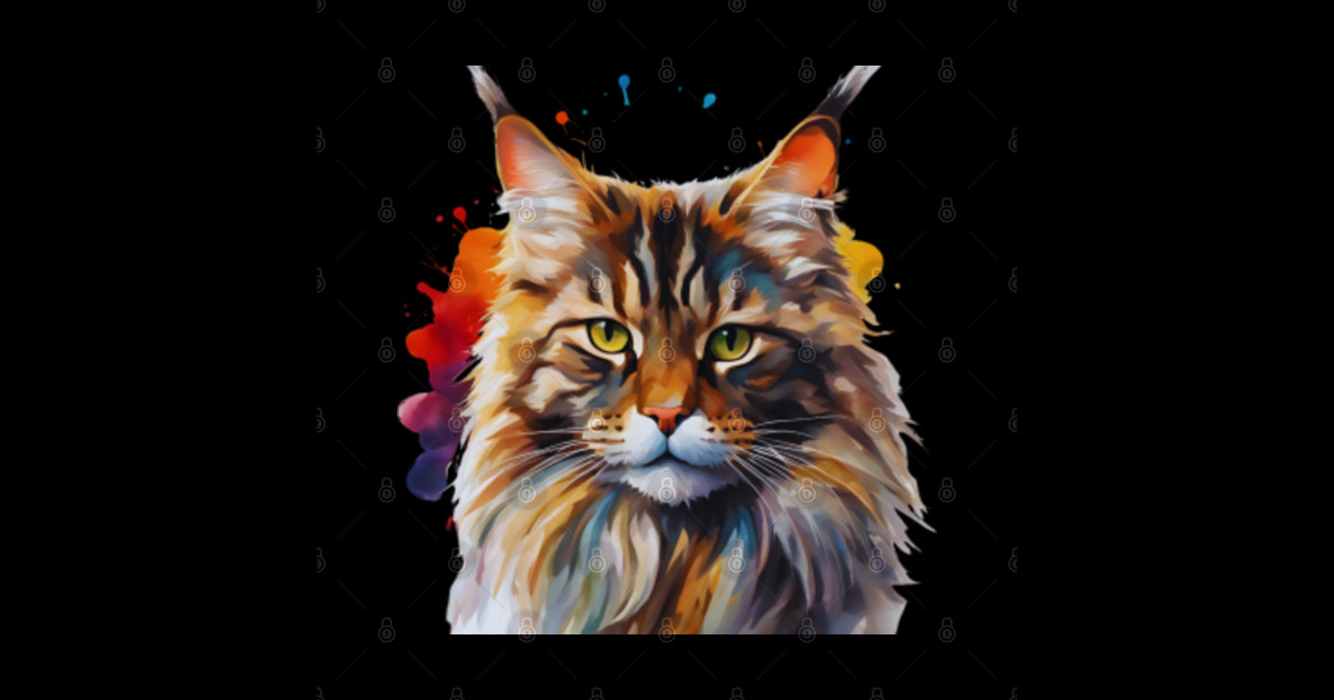 Beautiful Maine Coon Cat Painting - Beautiful Maine Coon Cat Painting ...