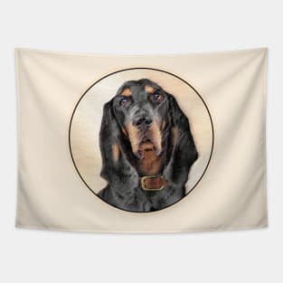 Black & Tan Coonhound Painting - Original Dog Art Tapestry