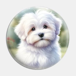 Watercolor Coton de Tulear Puppies - Cute Puppy Pin