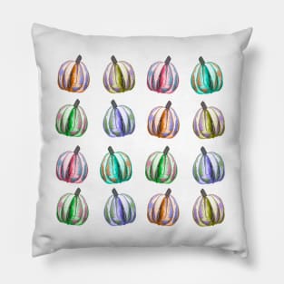 Neon Watercolor Pumpkins Pattern Pillow