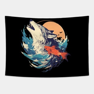 wolf and koi Tapestry